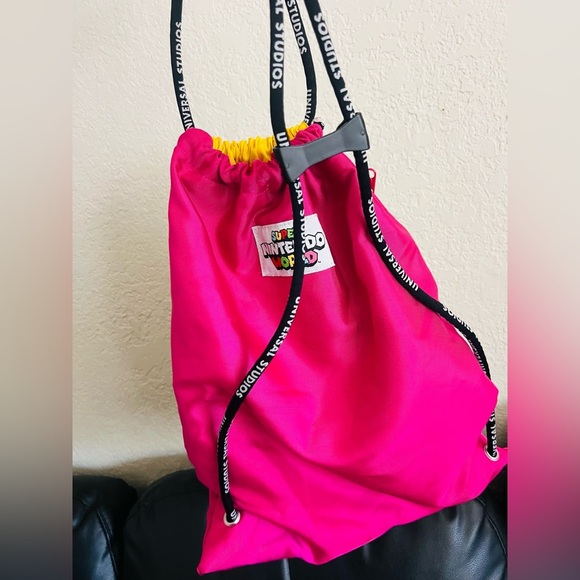 Super Nintendo World Princess Peach Drawstring Backpack Universal Studios CA - Picture 2 of 8
